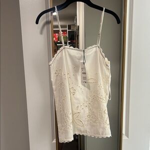 Zara Cream Floral Embroidered Camisole